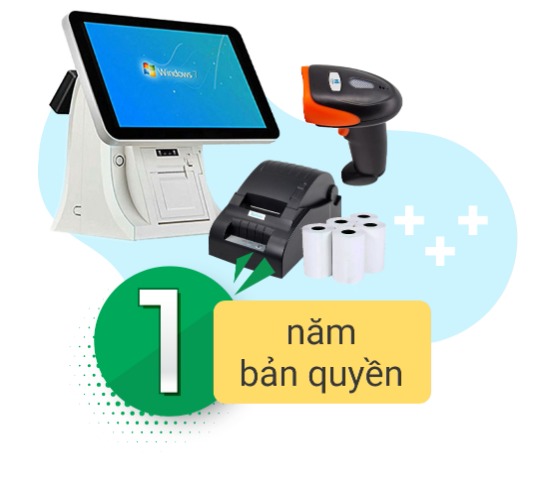 Bộ Máy Tính Tiền POS VIP6120-1 (Máy Tính Tiền POS 15.6inch + Máy in hóa đơn 58mm + Máy quét mã vạch QRcode + Phần mềm Viethas 1 năm) — ảnh 1