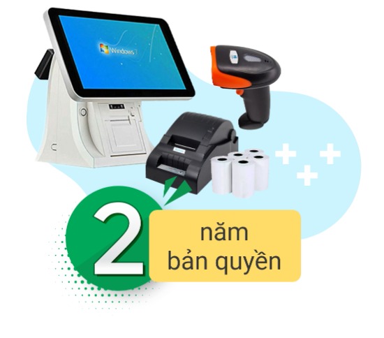 Bộ Máy Tính Tiền POS VIP6120-2 (Máy Tính Tiền POS 15.6inch + Máy in hóa đơn 58mm + Máy quét mã vạch QRcode + Phần mềm Viethas 2 năm) — ảnh 1