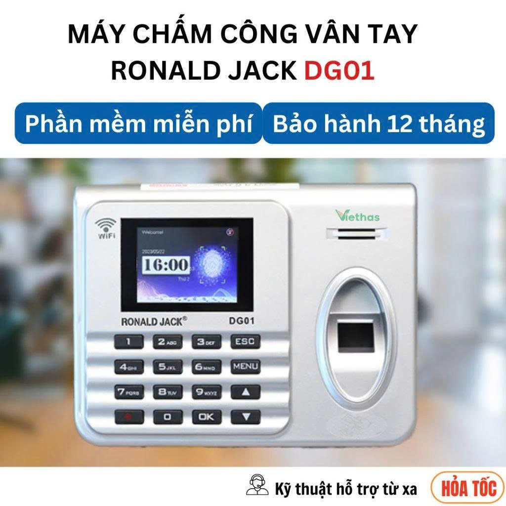 Máy Chấm Công Vân Tay Ronal Jack DG01 WiFi -Tặng kèm phần mềm MITAPRO bản quyền trọn đời — ảnh 1