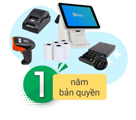 Bộ Máy Tính Tiền POS VIP6121-1 (Máy Tính Tiền POS 15.6inch + Máy in hóa đơn 58mm + Máy quét mã vạch QRcode + Két đựng tiền nhỏ + ViethasPOS 1 năm) — ảnh 1