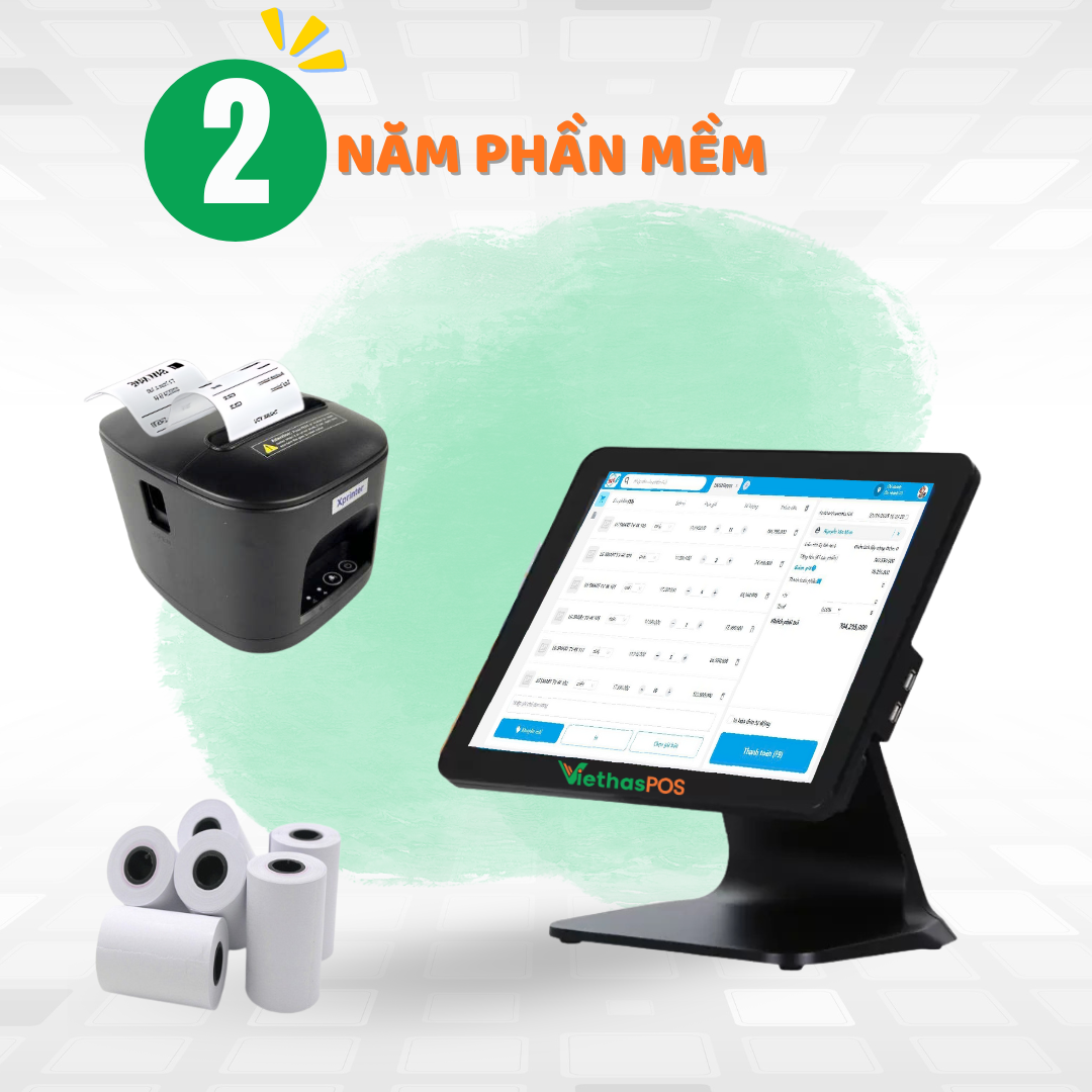 Bộ Máy POS Cảm Ứng VIETHAS VIP5300-2 (Máy Tính Tiền DT-A01 11.6inch + Máy in hóa đơn 80mm + Phần mềm Viethas 2 năm) — ảnh 1