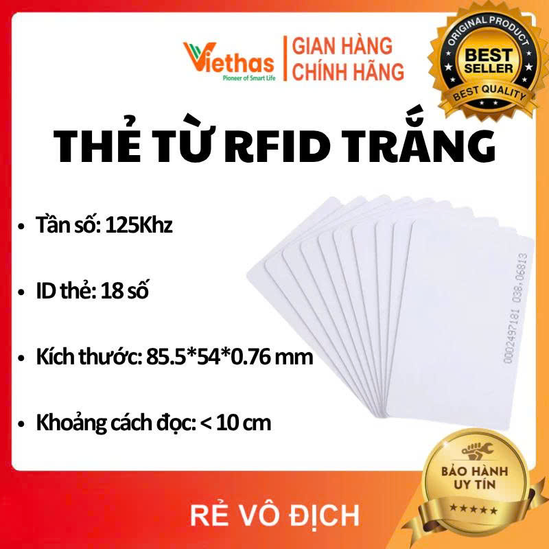 Thẻ từ RFID màu trắng tần số 433Mhz dùng cho máy chấm công, khóa cửa, thang máy, bãi xe,... — ảnh 1